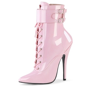 Lackleder 15 cm DOMINA-1023 Rosa high heels stiefeletten