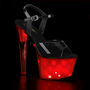 Lackleder 18 cm DISCOLITE-709 stripper sandaletten mit LED licht