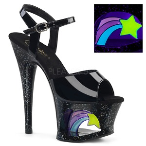 Lackleder 18 cm MOON-709RSS Sandaletten mit Neon Plateau