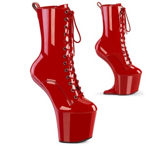 Lackleder 20 cm CRAZE-1040 Heelless ankle boots pony heels rote