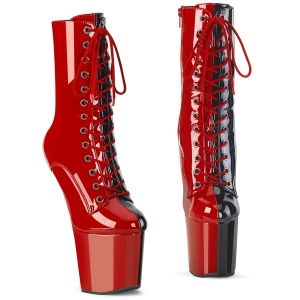 Lackleder 20 cm CRAZE-1040TT Heelless ankle boots pony heels rote