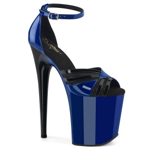 Lackleder 20 cm FLAMINGO-884 blaue pleaser schuhe high heel