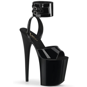 Lackleder 20 cm FLAMINGO-891 pleaser high heels mit knöchelriemen