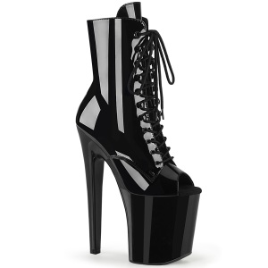 Lackleder 20 cm XTREME-1021 Schwarze high heels stiefeletten