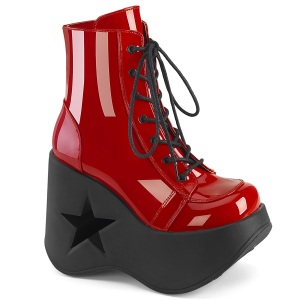 Lackleder emo 13 cm DYNAMITE-106 DemoniaCult wedge plateauboots rot