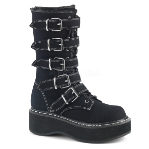 Leinenstoff 5 cm EMILY-341 Demonia stiefel plateau