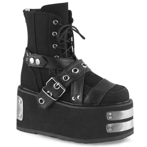 Leinenstoff 9 cm DAMNED-116 Demonia stiefeletten mit plateau
