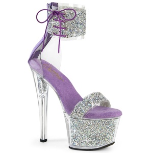 Lila 18 cm SKY-327RSI pleaser high heels mit strass knöchelmanschette