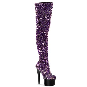 Lila Pailletten 20 cm ADORE-3020 exotic poledance overkneestiefel