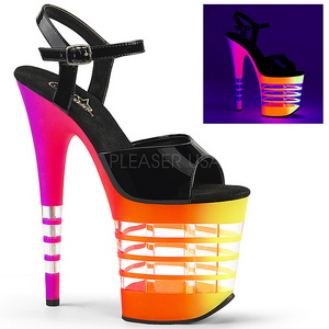 Mehrfarbig Neon 20 cm Pleaser FLAMINGO-809UVLN Plateau High Heels