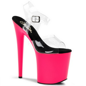 Neon Pink 20 cm Pleaser FLAMINGO-808UV Plateau High Heel