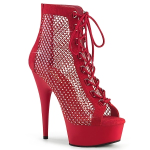 Netzstoff mit strass 15 cm DELIGHT ankle boots mit schnürsenkel in rot