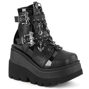 Patent 11,5 cm SHAKER-66 wedge ankle boots platform black