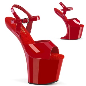 Patent 20 cm CRAZE-809 Heelless platform pony high heels shoes red
