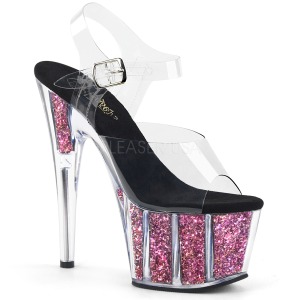 Pink 18 cm ADORE-708CG glitter plateau high heels