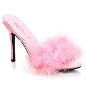 Pink Feathers 10 cm CLASSIQUE-01F High Women Mules Shoes for Men