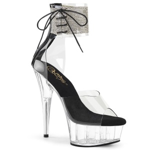 Plexiglass strass 15 cm DELIGHT-624RS pleaser high heels mit knöchelmanschette