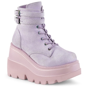 Purple faux suede 11,5 cm SHAKER-52 wedge ankle boots platform