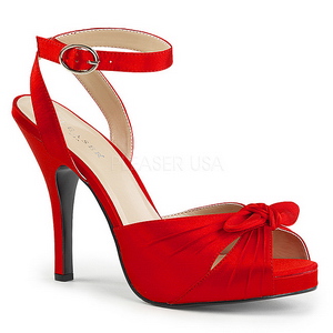 Red Satin 12,5 cm EVE-01 big size sandals womens