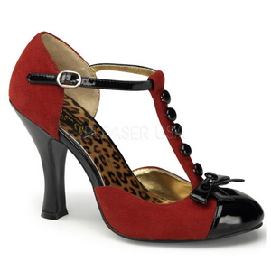 Red Suede 10 cm SMITTEN-10 Rockabilly Pumps with low heels