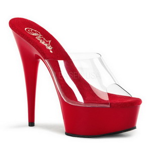 Red Transparent 15,5 cm DELIGHT-601 Platform High Mules