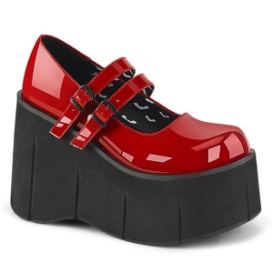 Red Vegan 11,5 cm DemoniaCult KERA-08 gothic platform mary jane pumps