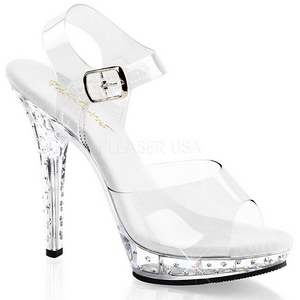 Rhinestone Silver 13 cm Fabulicious LIP-108SDT High Heels Platform