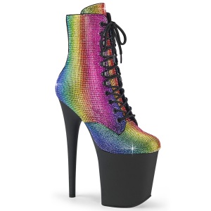 Rhinestones ankle boots platform 20 cm FLAMINGO-1020RS2 pleaser high heels ankle boots