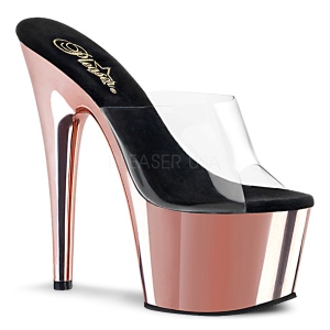 Rosa 18 cm ADORE-701 Chrome Plateau Mules Schuhe