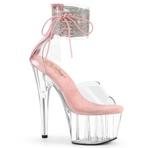 Rosa 18 cm ADORE-724RS transparente plateau high heels mit knöchelriemen