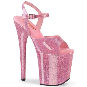 Rosa 20 cm FLAMINGO-809GP glitter plateau high heels