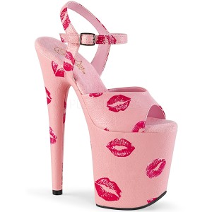 Rosa 20 cm FLAMINGO-809KISSES pleaser high heels mit plateau