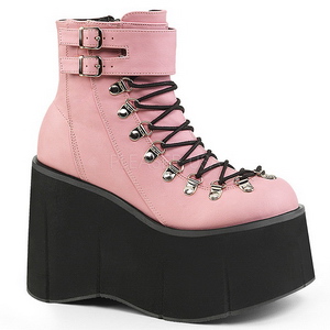 Rosa Kunstleder 11,5 cm KERA-21 lolita stiefeletten mit wedge plateau