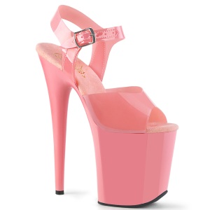 Rosa high heels 20 cm FLAMINGO-808N JELLY-LIKE stretchmaterial plateau high heels