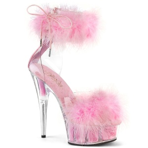 Rose 15 cm DELIGHT-624F exotic pole dance high heel sandals with feathers