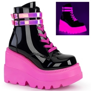 Rose neon 11,5 cm SHAKER-52 cyberpunk platform ankle boots