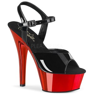 Rot 15 cm Pleaser KISS-209 Chrome Plateau High Heels