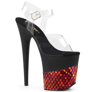 Rot 20 cm FLAMINGO-808HFN Hologramm plateau high heels