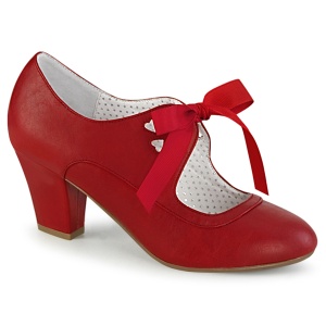 Rot 6,5 cm WIGGLE-32 retro vintage maryjane pumps mit blockabsatz