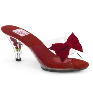 Rot 7,5 cm BELLE-301BOW Pinup mules schuhe mit schleife
