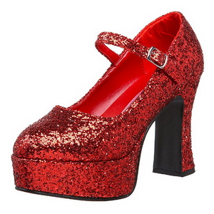 Rot Glitter 11 cm MARYJANE-50G Plateau Pumps Mary Jane