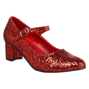 Rot Glitter 5 cm SCHOOLGIRL-50G Pumps Mary Jane