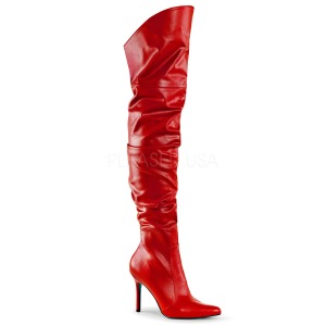 Rot Kunstleder 10 cm CLASSIQUE-3011 Overknees Damenstiefel