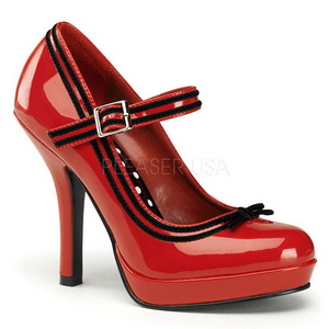 Rot Lack 12 cm PINUP SECRET-15 Mary Jane Plateau Pumps