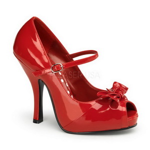 Rot Lack 12 cm retro vintage CUTIEPIE-08 Plateau Pumps Open Toe