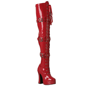 Rot Lack 13 cm ELECTRA-3028 Overknee Stiefel für Männer