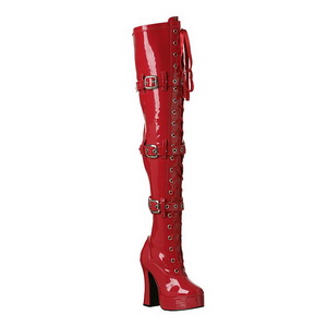 Rot Lack 13 cm ELECTRA-3028 Overknees Damenstiefel