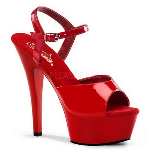 Rot Lack 15 cm Pleaser KISS-209 Plateau High Heels