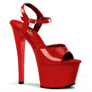 Rot Lack 18 cm Pleaser SKY-309 Plateau High Heels