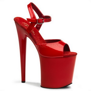 Rot Lack 20 cm Pleaser FLAMINGO-809 Plateau High Heels